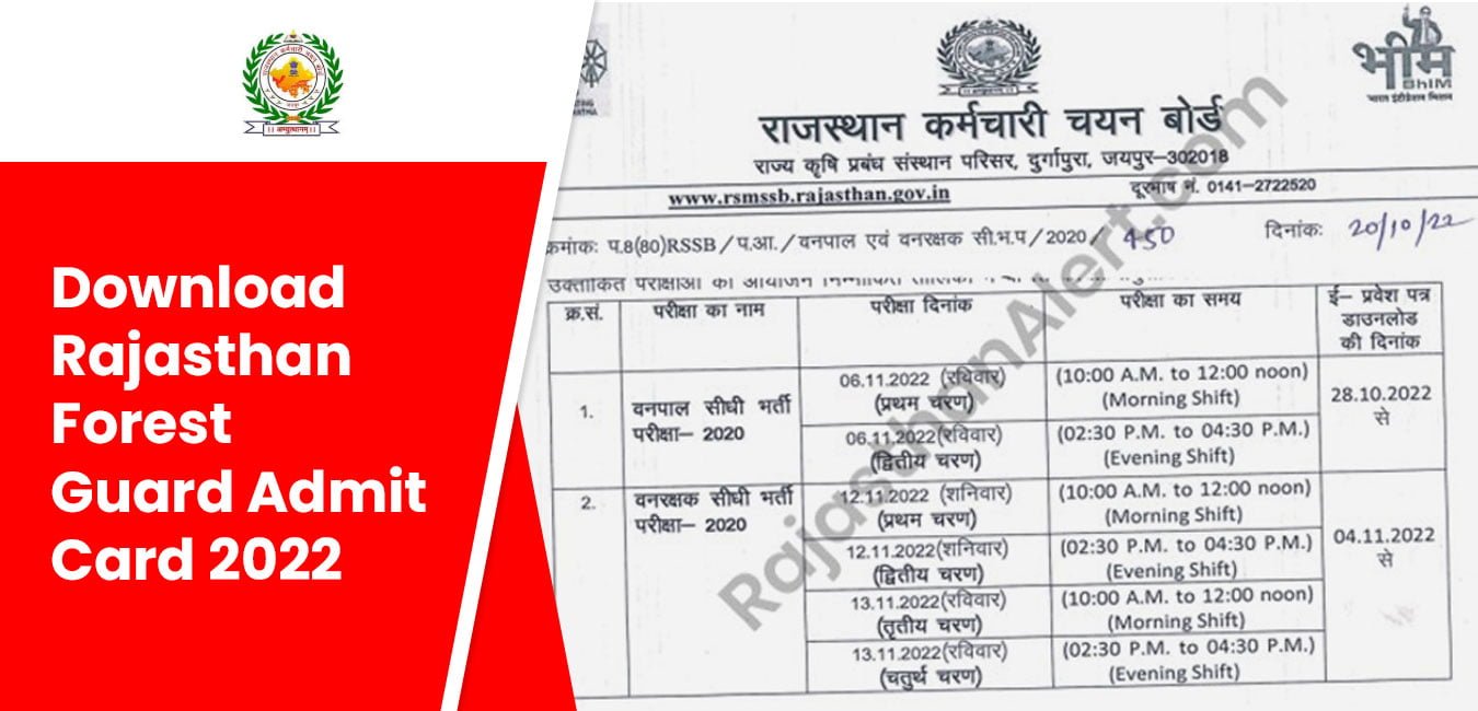 Download Rajasthan Forest Guard Admit Card 2022