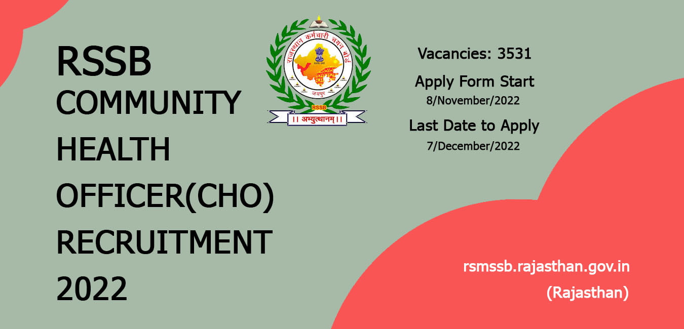 RSMSSB RSSB Community Health Officer CHO 2022