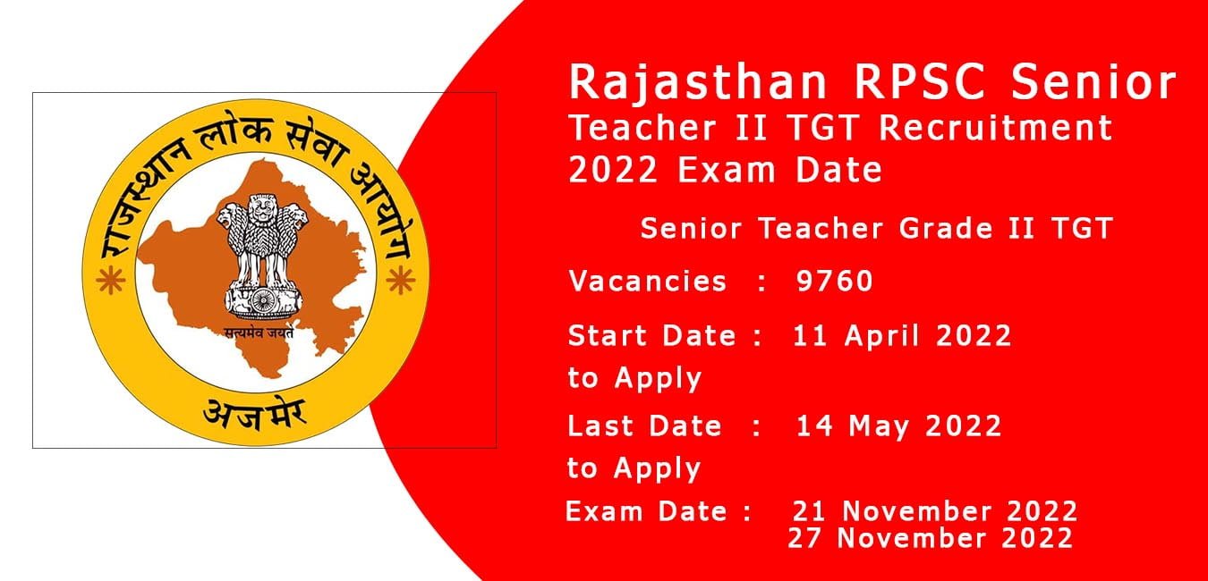 Rajasthan RPSC Senior Teacher II TGT Recruitment 2022 Exam Date