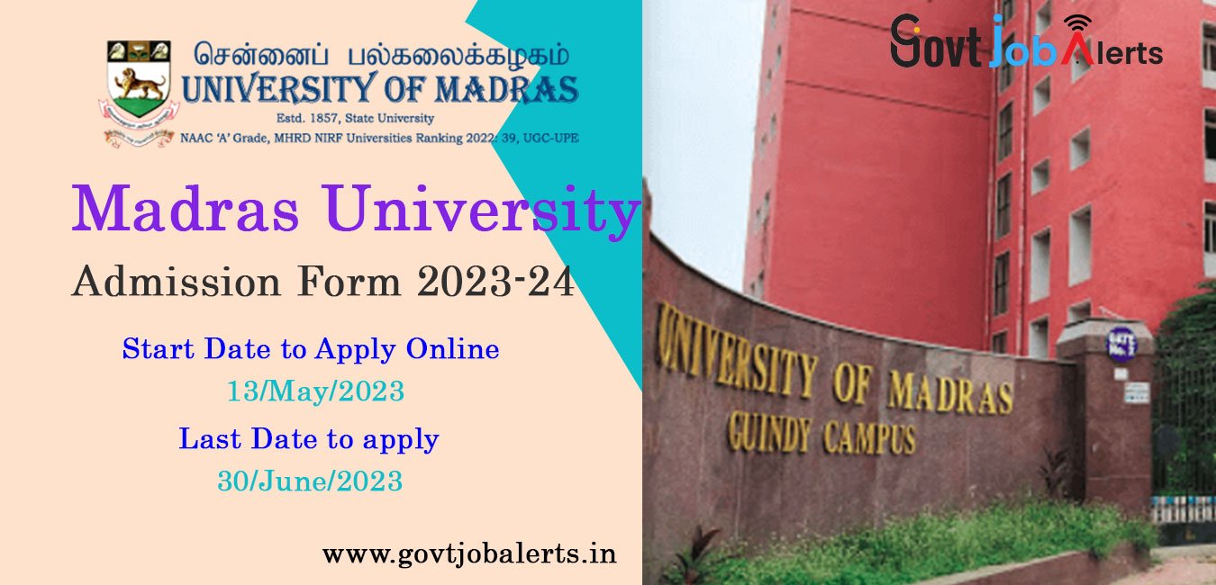 Madras University Admission Form 2023 24