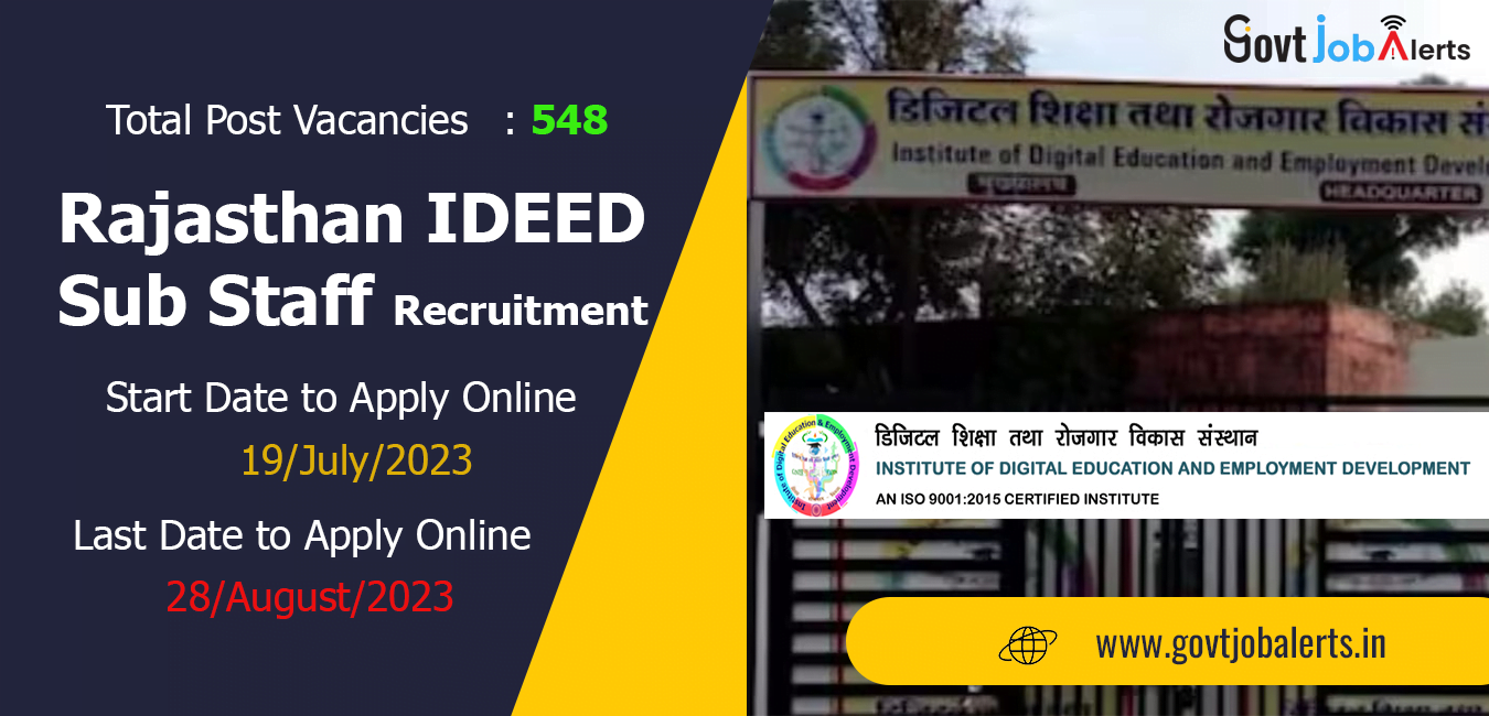 Rajasthan IDEED Sub Staff Recruitment 2023